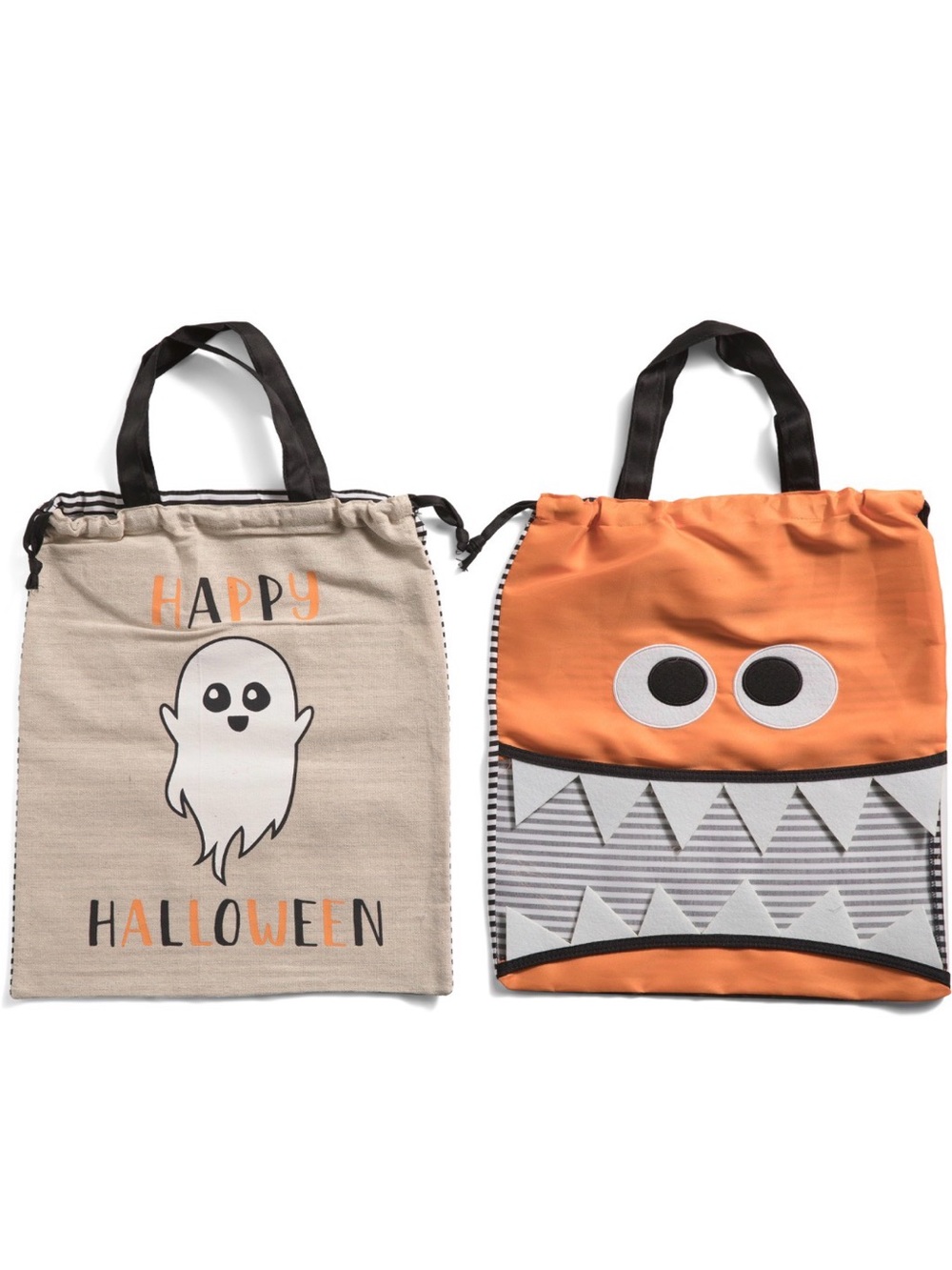 TAYLOR MADISON DESIGNS 2 Drawstring Happy Halloween Ghost & Monster Treat Bags